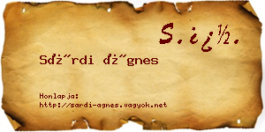 Sárdi Ágnes névjegykártya